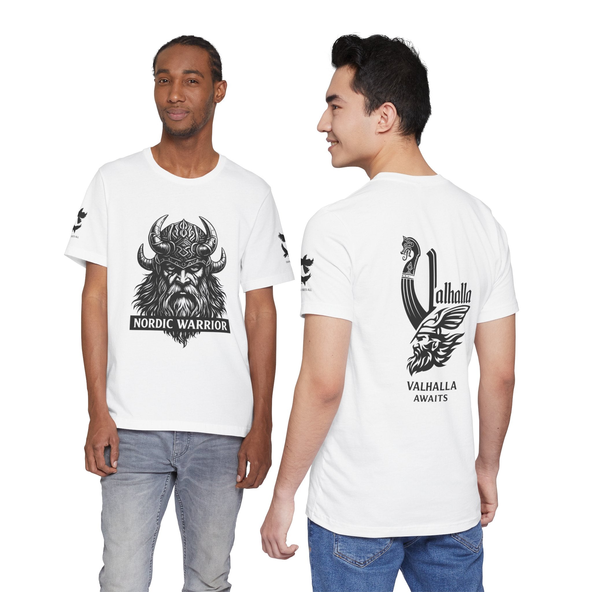 Nordic Warrior T-Shirt — Valhalla Awaits Viking Tee